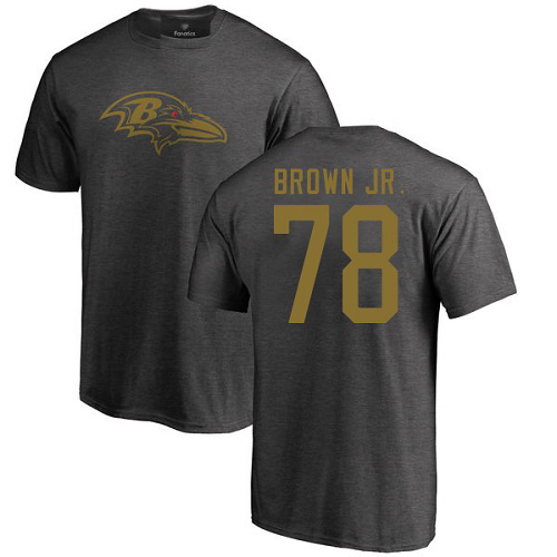 Men Baltimore Ravens Ash Orlando Brown Jr. One Color NFL Football #78 T Shirt->nfl t-shirts->Sports Accessory